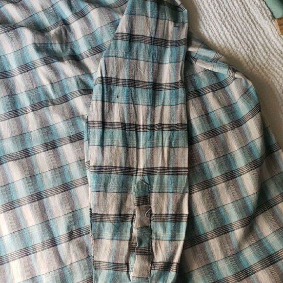 Casual Country Mens Long Sleeve Pearl Snap Shirt Blue Plaid Size XL *FLAW - Picture 10 of 16